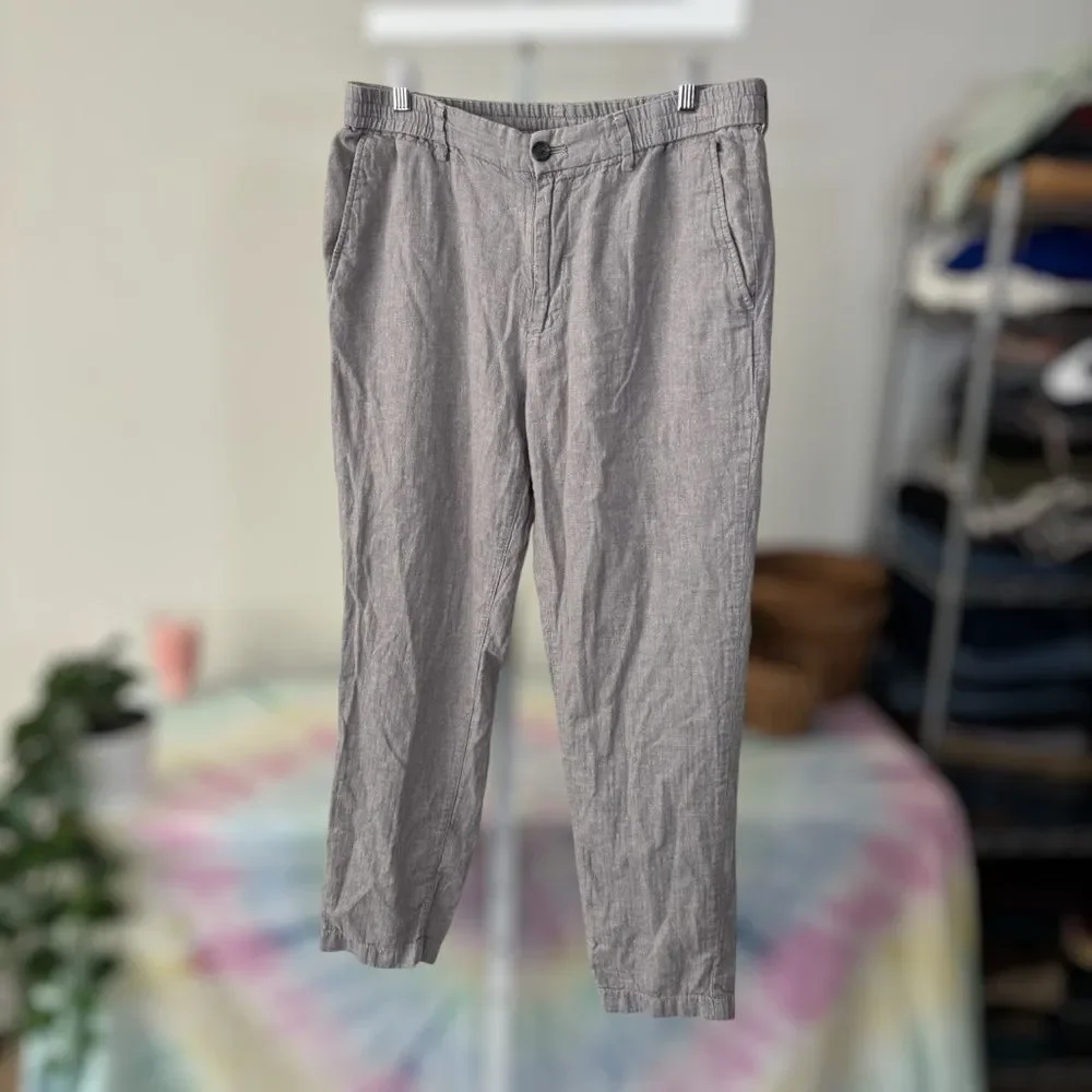 Banana Republic Gray Chinos Relaxed Fit 33x30 linen cotton blend
